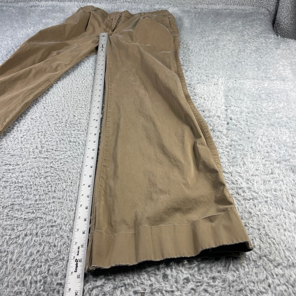 Old Navy Womens Khaki Wide Leg Stretch Pants Tan Frayed Hem Size 8 - Picture 7 of 11